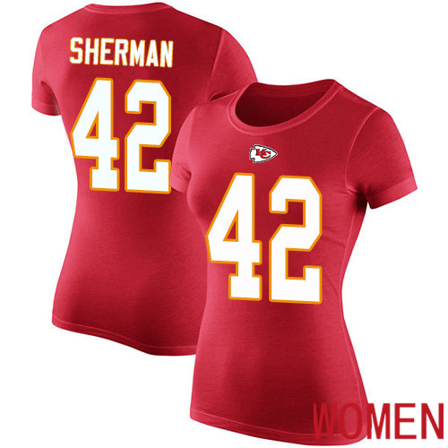 Women Kansas City Chiefs #42 Sherman Anthony Red Rush Pride Name and Number NFL T Shirt